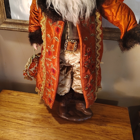 VICTORIAN OLE ST NICK CERAMIC FACE/HANDS QUILTED DUSTY ROSE 21" CHRISTMAS STATUE - Picture 6 of 12